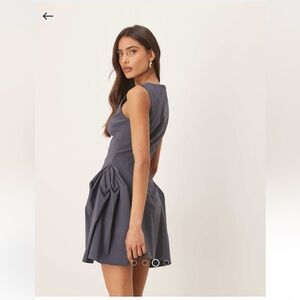 ASOS Design Gray Sleeveless Dress with Pleat Detail